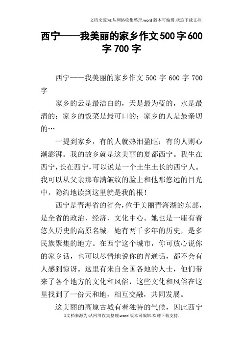 西宁——我美丽的家乡作文500字600字700字