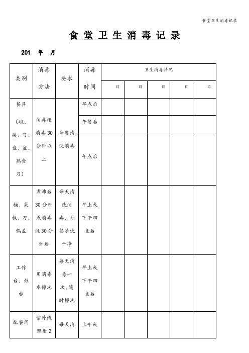 食堂卫生消毒记录