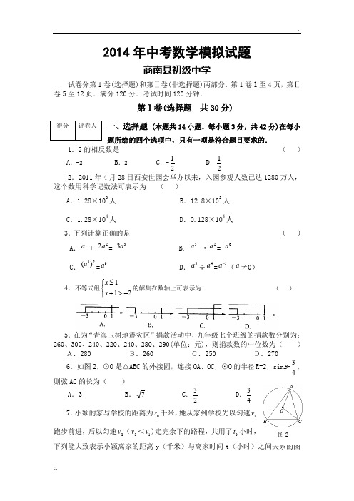 2014年中考数学模拟试题(2)