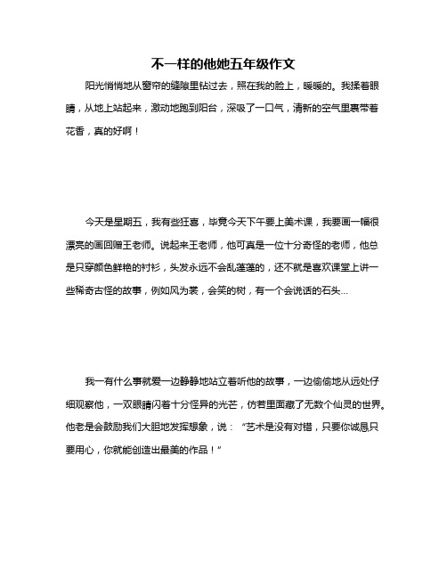 不一样的他她五年级作文