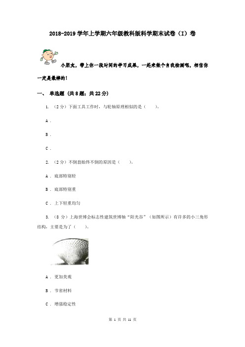 2018-2019学年上学期六年级教科版科学期末试卷(I)卷