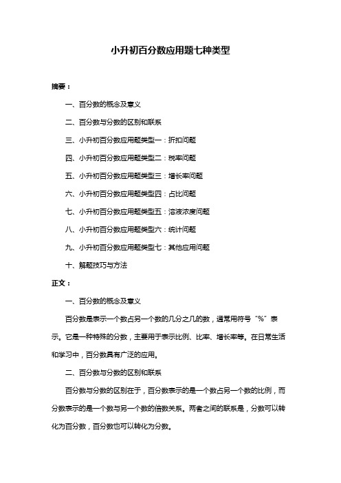 小升初百分数应用题七种类型