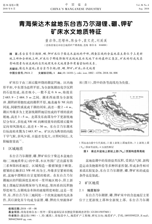 青海柴达木盆地东台吉乃尔湖锂、硼、钾矿矿床水文地质特征