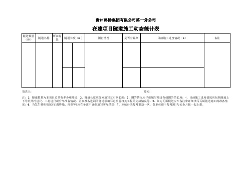 在建项目隧道统计表