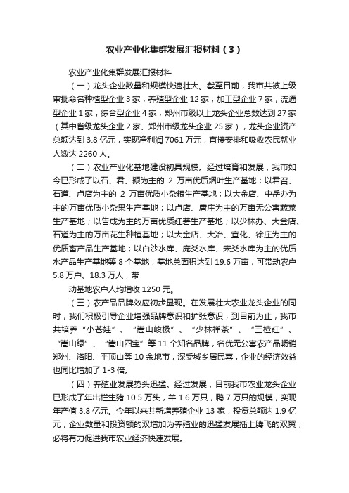 农业产业化集群发展汇报材料（3）