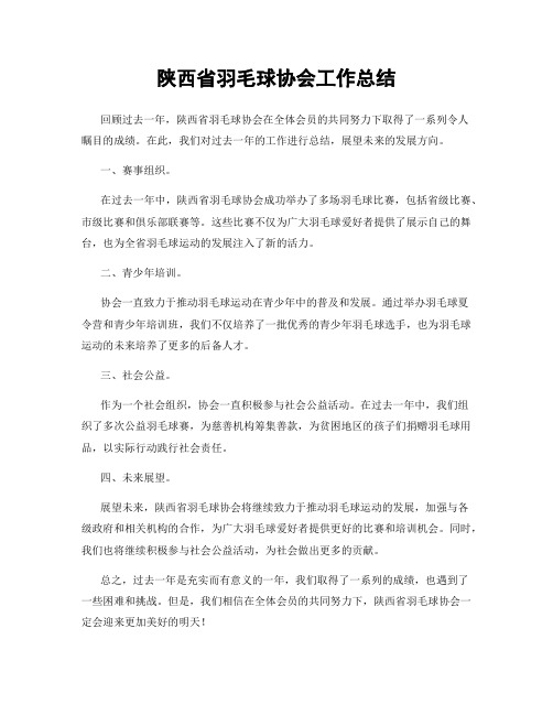 陕西省羽毛球协会工作总结