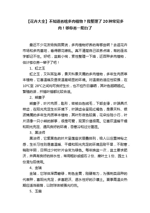 【花卉大全】不知道养啥多肉植物？我整理了20种常见多肉！够你养一阳台了