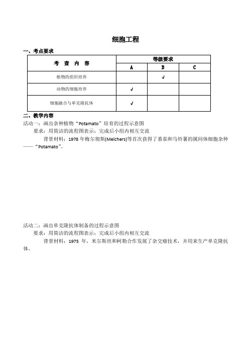 高考生物一轮复习学案 细胞工程