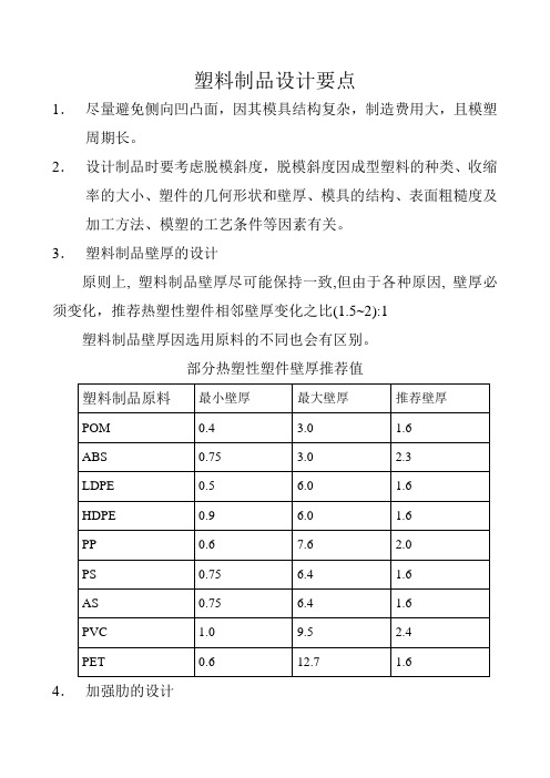 塑料制品设计要点