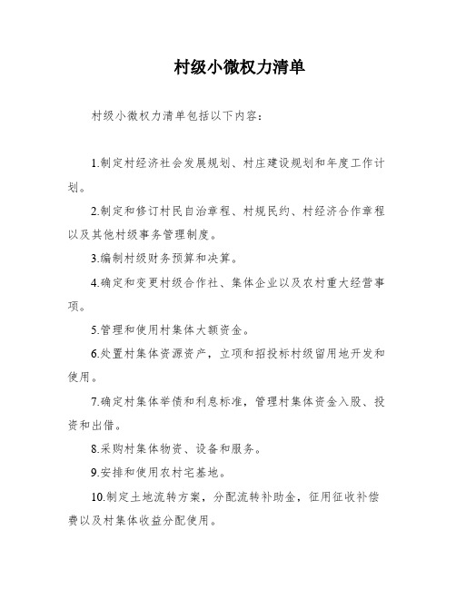 村级小微权力清单