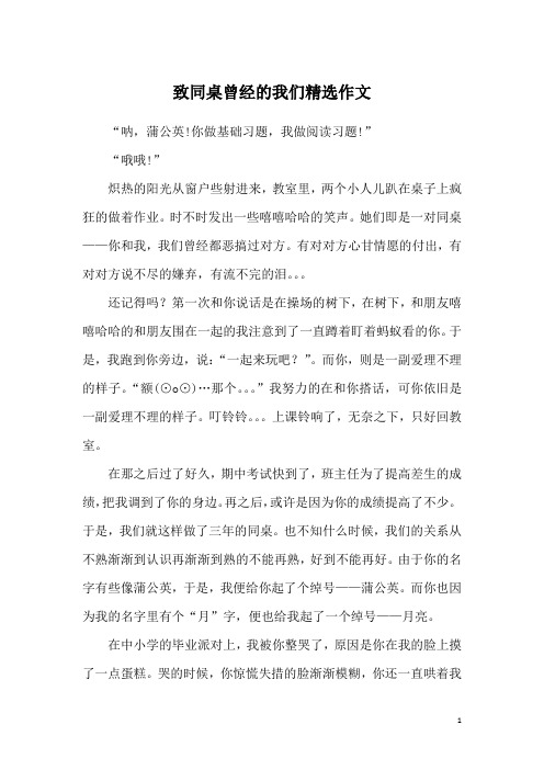致同桌曾经的我们精选作文