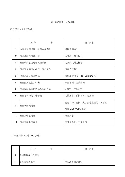 履带起重机保养项目