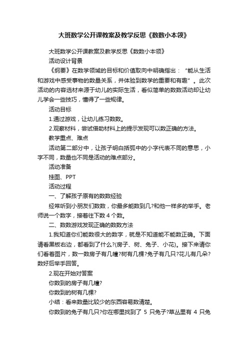 大班数学公开课教案及教学反思《数数小本领》