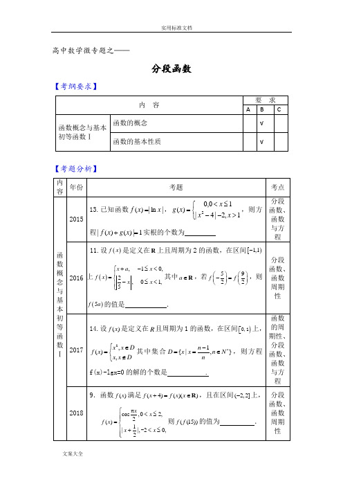 分段函数的性质与应用