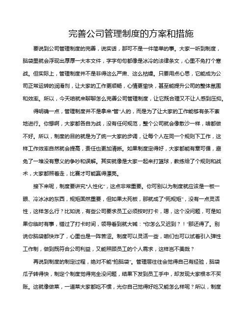 完善公司管理制度的方案和措施