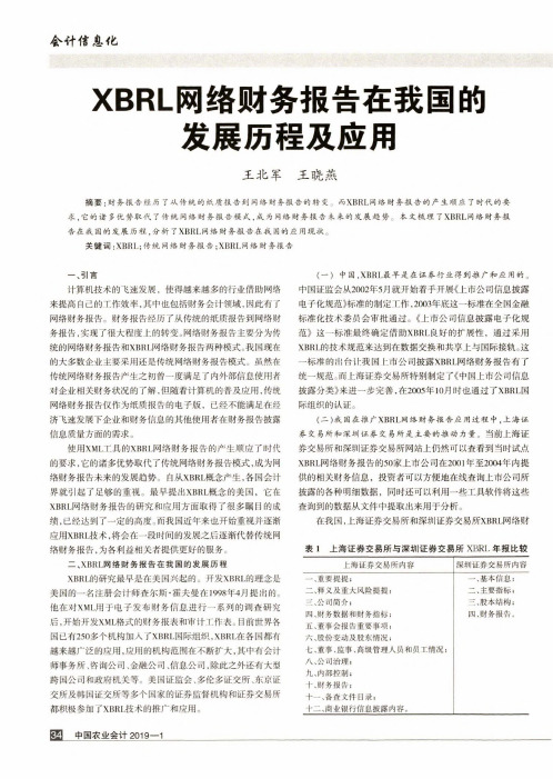 XBRL网络财务报告在我国的发展历程及应用