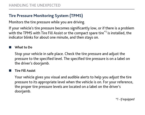 胎压监测系统（TPMS）用户指南说明书