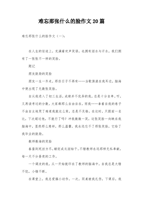 难忘那张什么的脸作文20篇