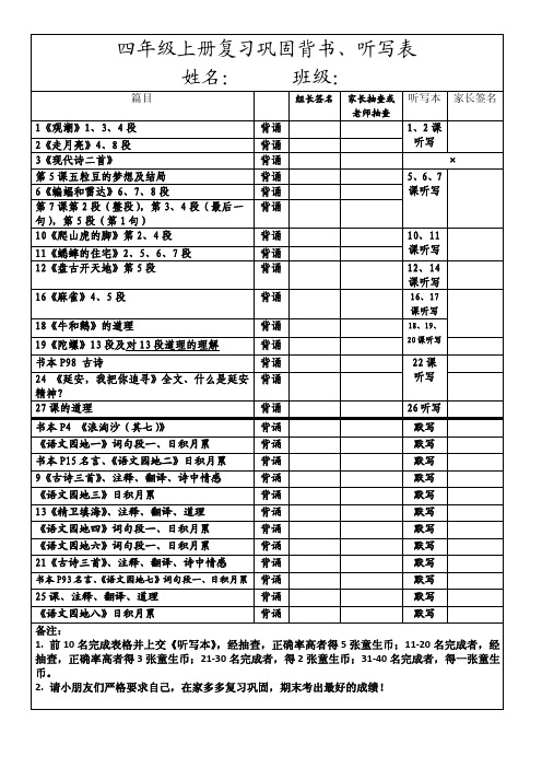 四上部编版背书表打印版