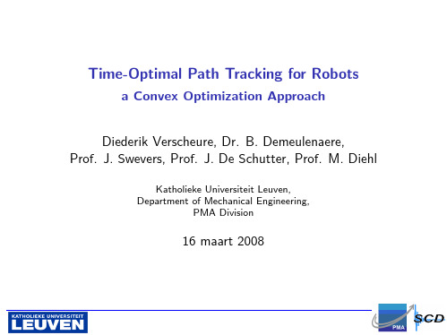 Time-optimal path tracking for robots -- a convex optimization approach