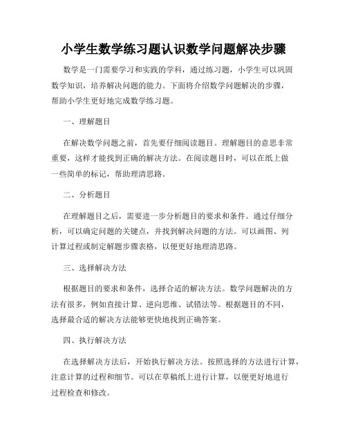 小学生数学练习题认识数学问题解决步骤