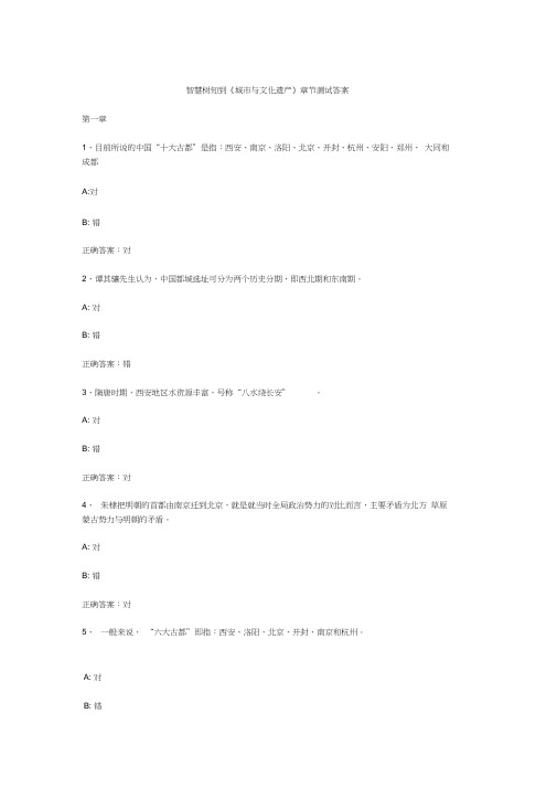 智慧树知到城市与文化遗产章节测试答案