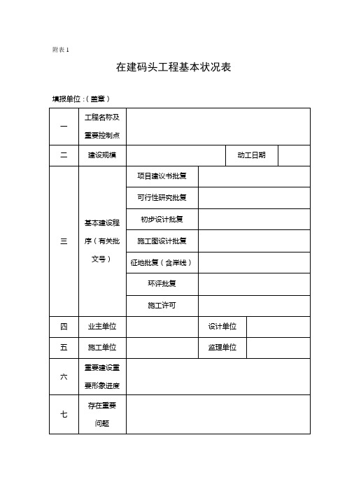 在建码头关键工程基本情况表