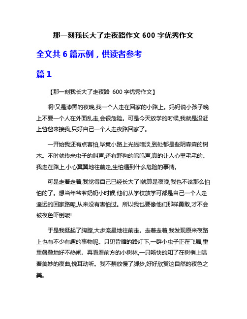 那一刻我长大了走夜路作文600字优秀作文