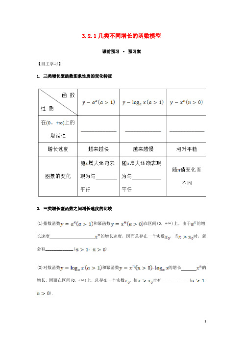 高中数学 3.2.1 几类不同增长的函数模型导学案 新人教A版必修1