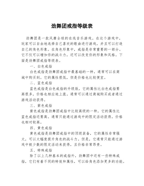 劲舞团戒指等级表