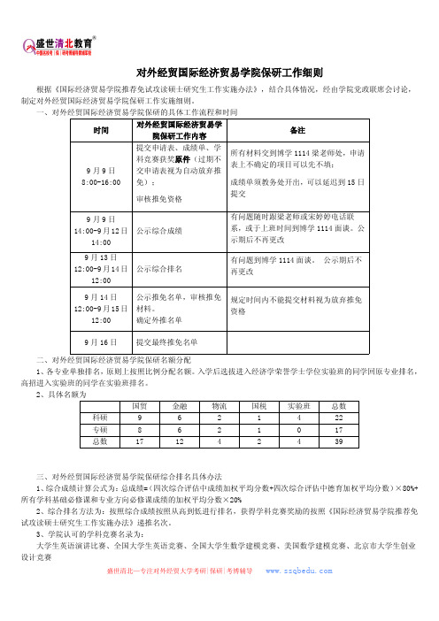 对外经贸国际经济贸易学院保研工作细则