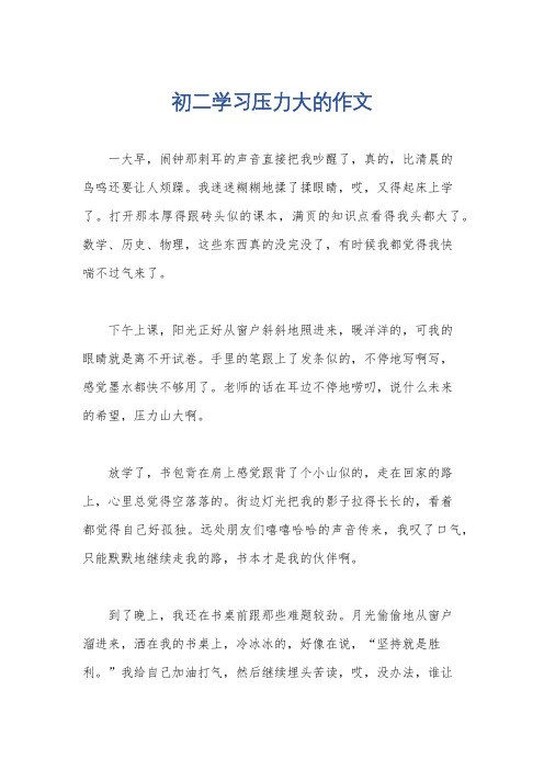 初二学习压力大的作文