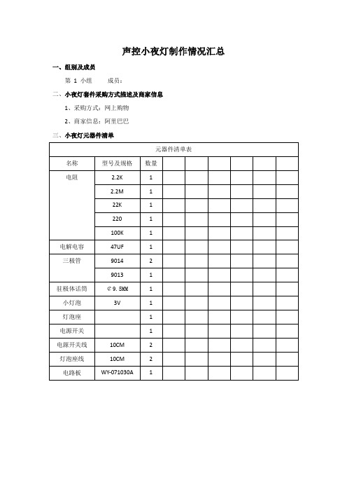 声控小夜灯制作、原理图、印制板图、焊接、调试描述