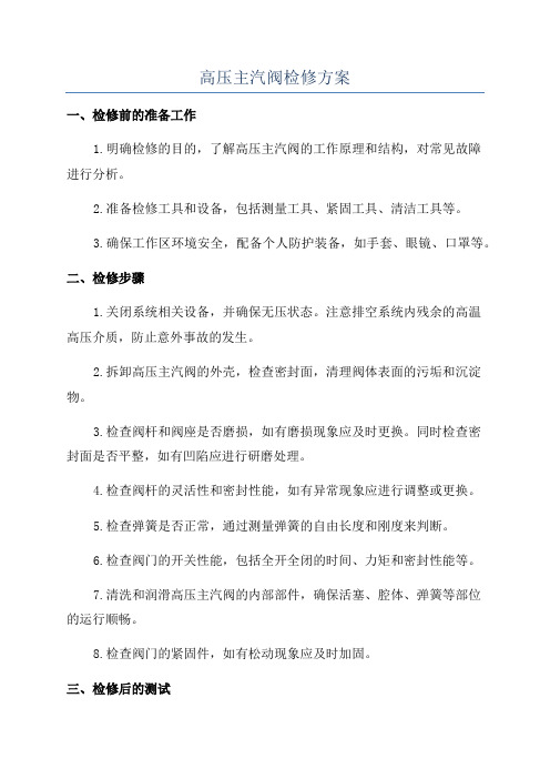 高压主汽阀检修方案