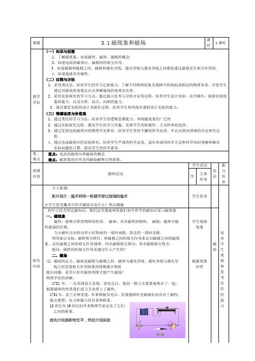 3.1磁现象和磁场导学案