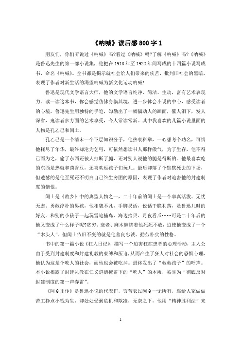 有关《呐喊》精选5篇读后感800字