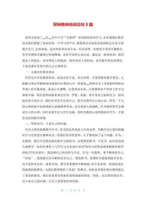 双师教师培训总结3篇