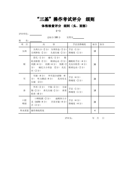 技能操作考试评分细则