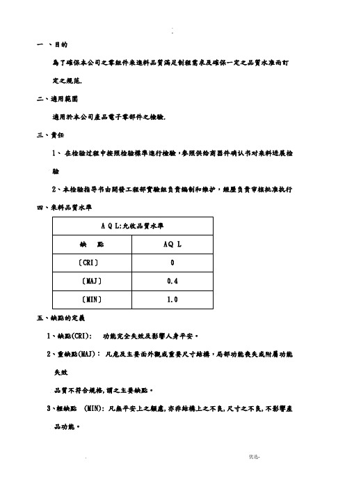 电子材料检验标准