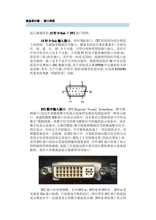 液晶显示器  接口类型