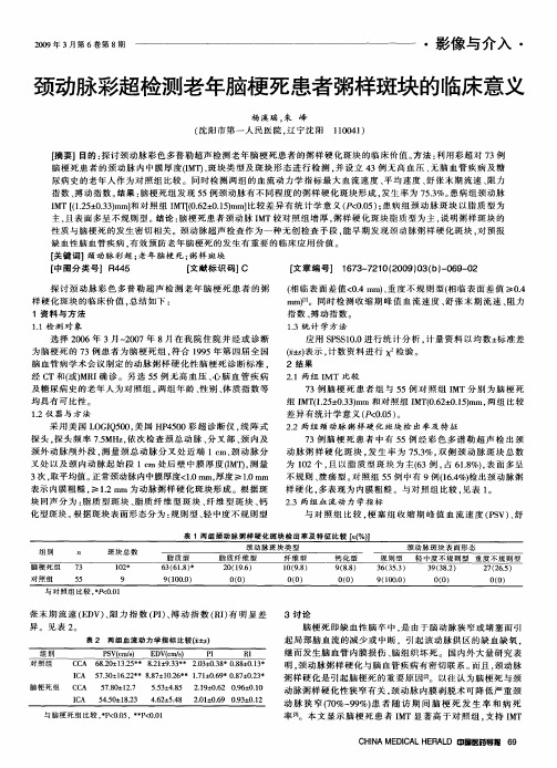 颈动脉彩超检测老年脑梗死患者粥样斑块的临床意义