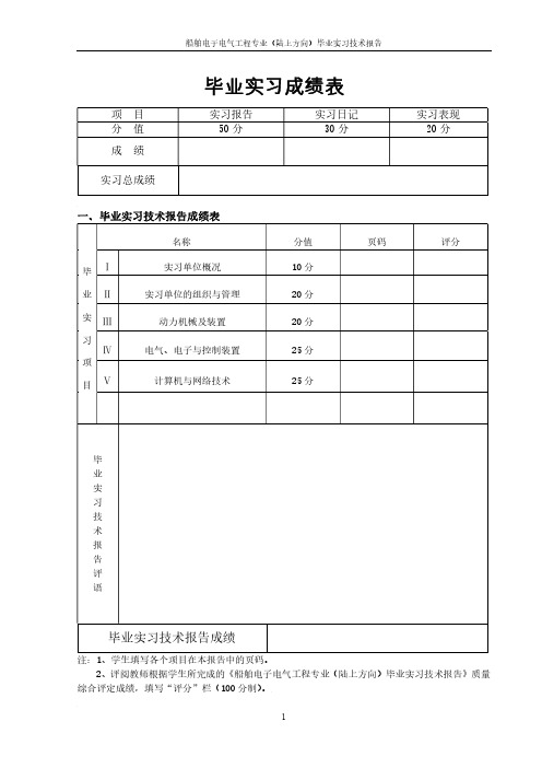 船舶电子电气工程专业(陆上方向)实习技术报告