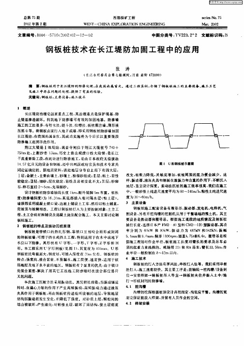 钢板桩技术在长江堤防加固工程中的应用