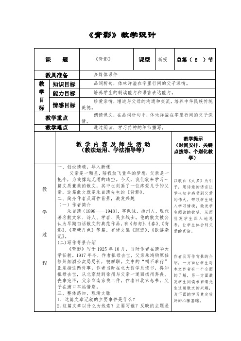《背影》教学设计