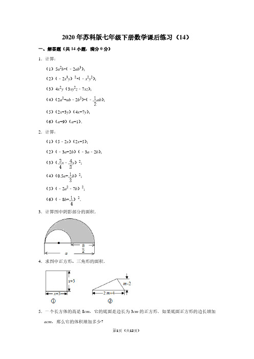 2020年苏科版七年级下册数学课后练习(14)