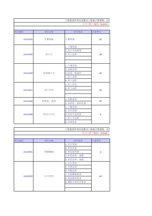 建设工程工程量清单计价规范 excel版