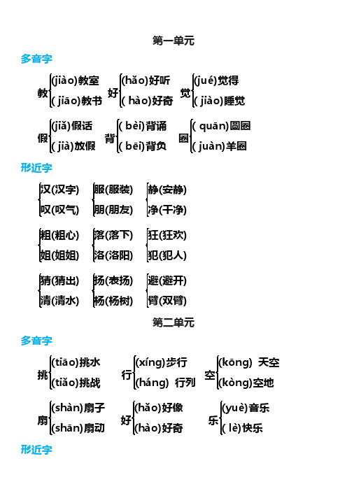 部编三年级语文上册【多音字+形近字】组词汇总