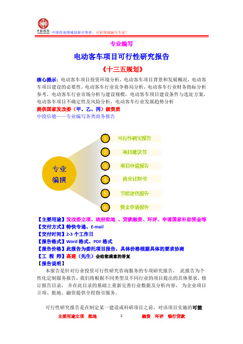 电动客车项目可行性研究报告