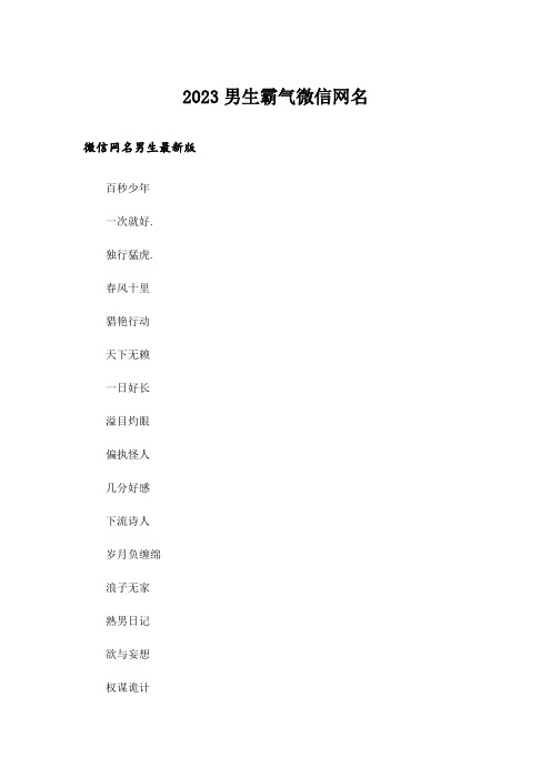 2023个性_男生霸气微信网名