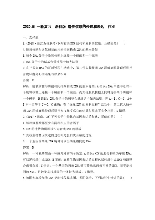 2020年高考 一轮复习 浙科版 遗传信息的传递和表达 作业.doc